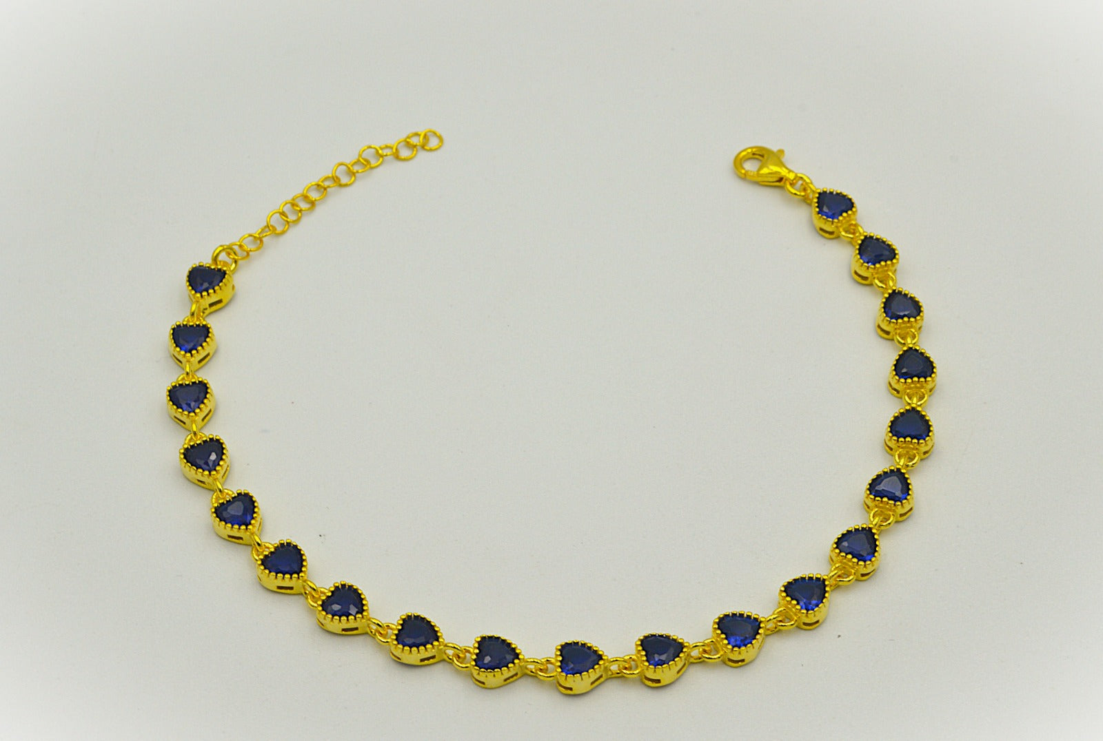 gold blue heart bileklik